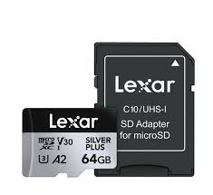 Lexar Pro MicroSD atmiņas karte + adapters 64GB